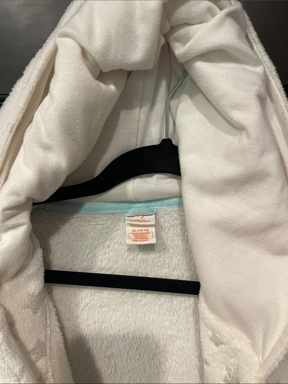 Cat & Jack White Plush Hooded Kids Bathrobe